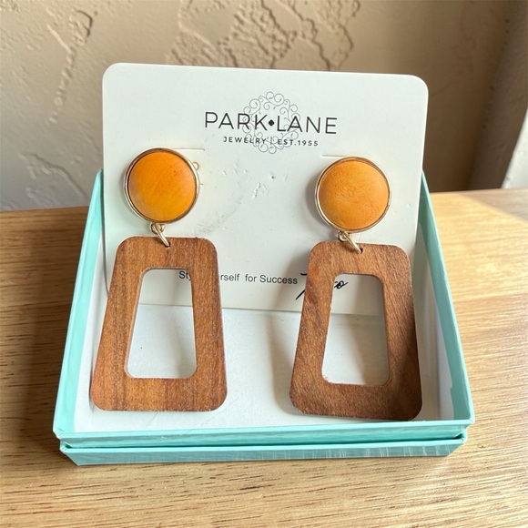 Park Lane Orange and Brown Geometric Earrings - Picture 2 of 2